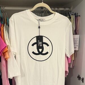 CHANEL Ivory Tee with Black Emblem